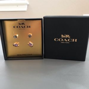 Coach Signature C Studded Semi-Precious Earring Set NWT